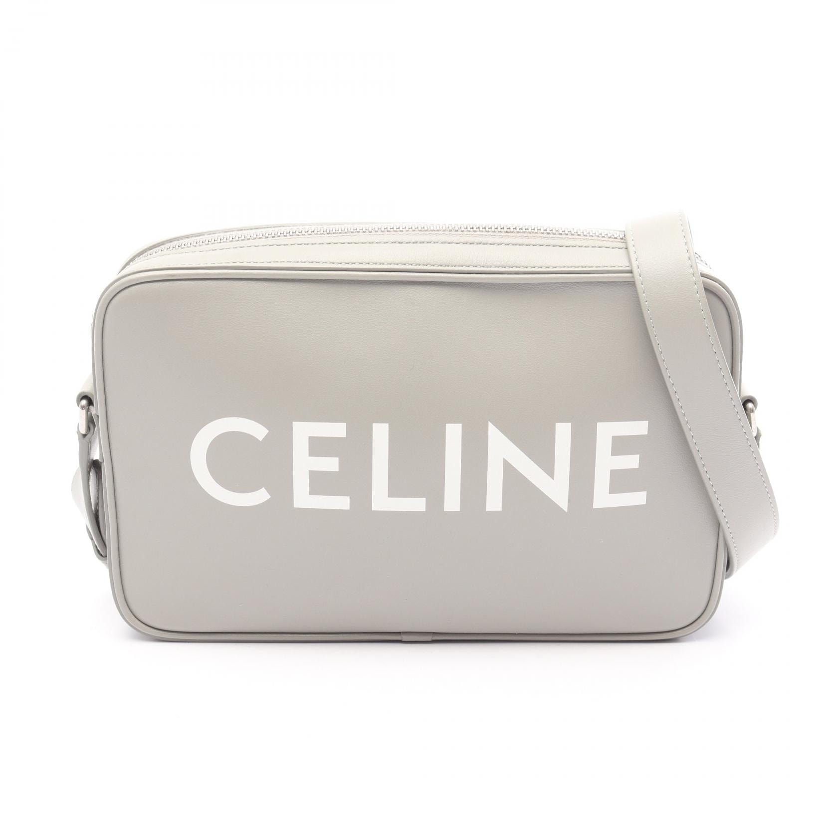 セリーヌ CELINE ミディアム メッセンジャー ショルダーバッグ バッグ レザー レディース グレー系 【中古】