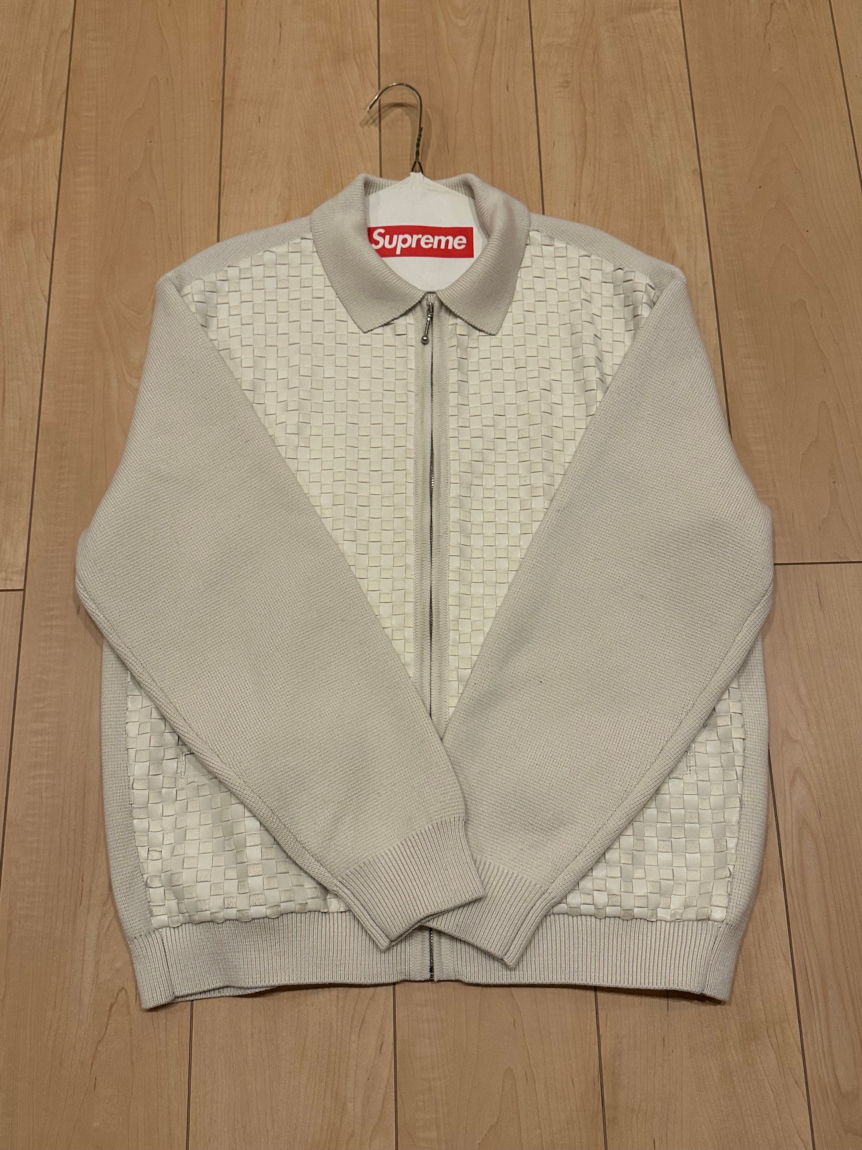 Supreme Woven Leather Zip Up Cardigan "White"