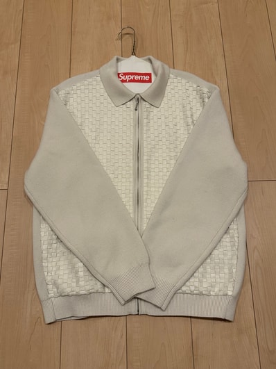 Supreme Woven Leather Zip Up Cardigan "White"