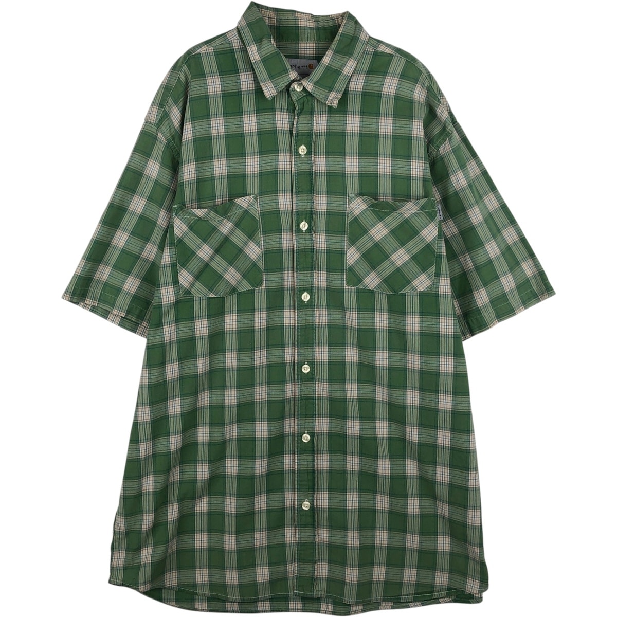 古着 カーハート Carhartt チェック柄 レギュラーカラー 半袖 ワークシャツ メンズXL相当/eaa641217