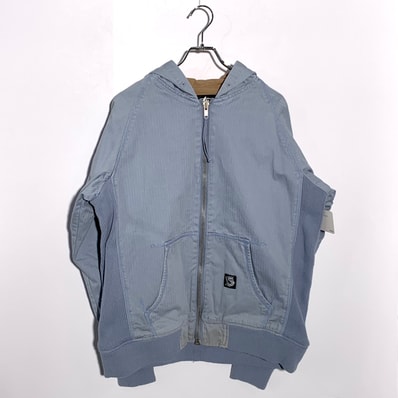 STUSSY FRONT LOGO PATCH ZIP UP HOODIE Light Blue
