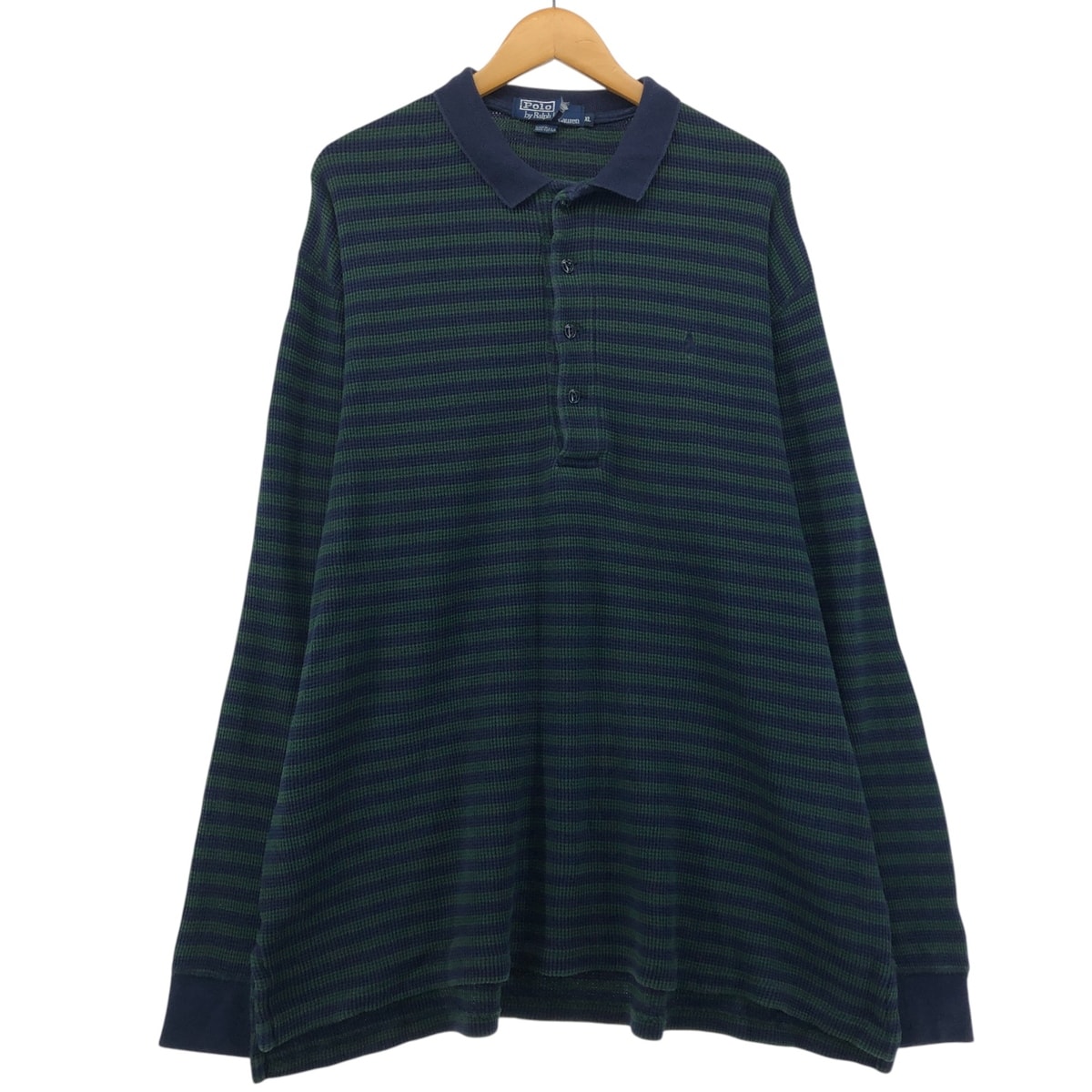 古着 ラルフローレン Ralph Lauren POLO by Ralph Lauren サーマル 長袖 ボーダー ポロシャツ USA製 メンズXL相当/eaa575720