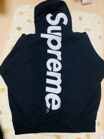 Supreme Satin Applique Hooded Sweatshirt "Black"