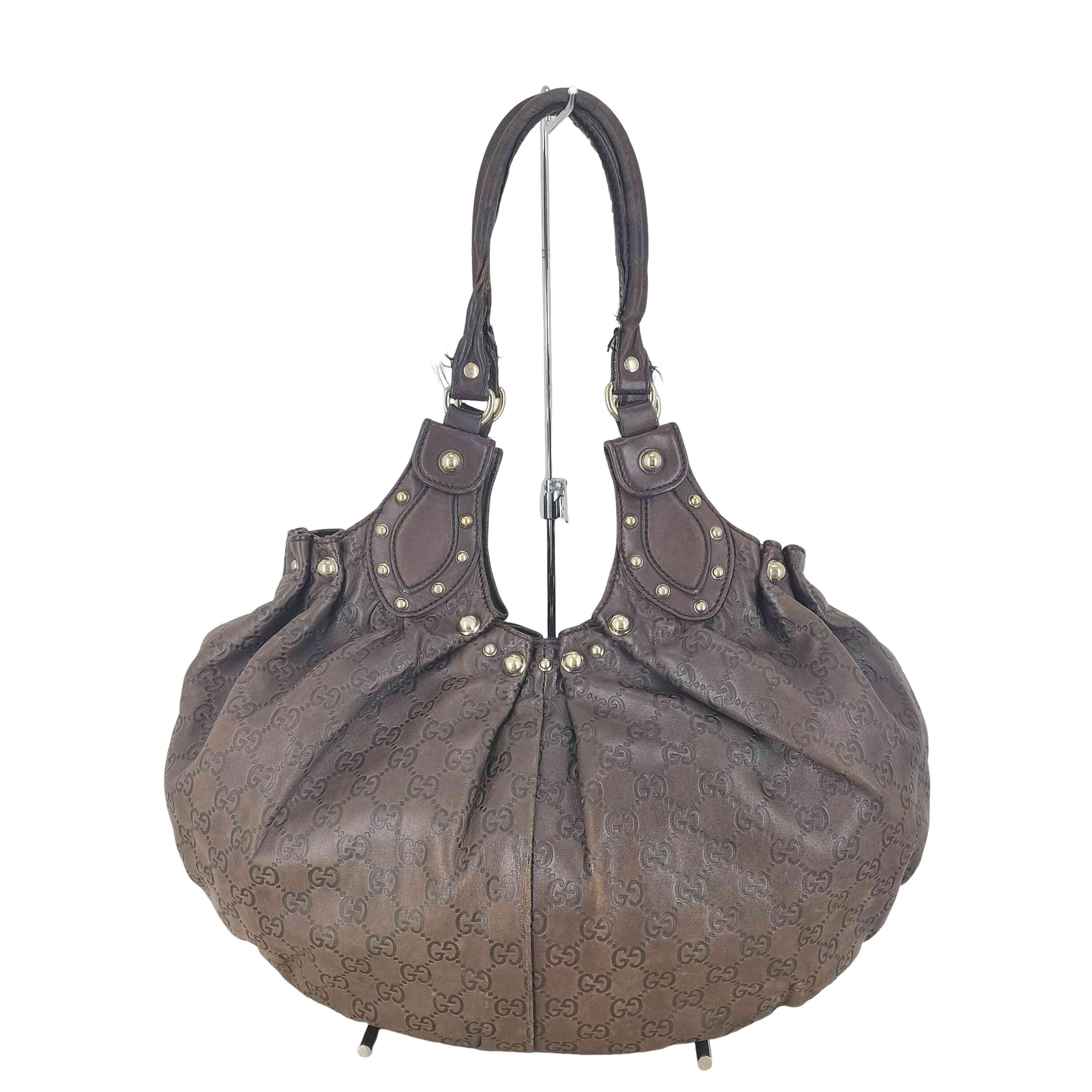 GG柄 シマ スタッズ レザーハンドバッグ トートバッグ【1141691801220】