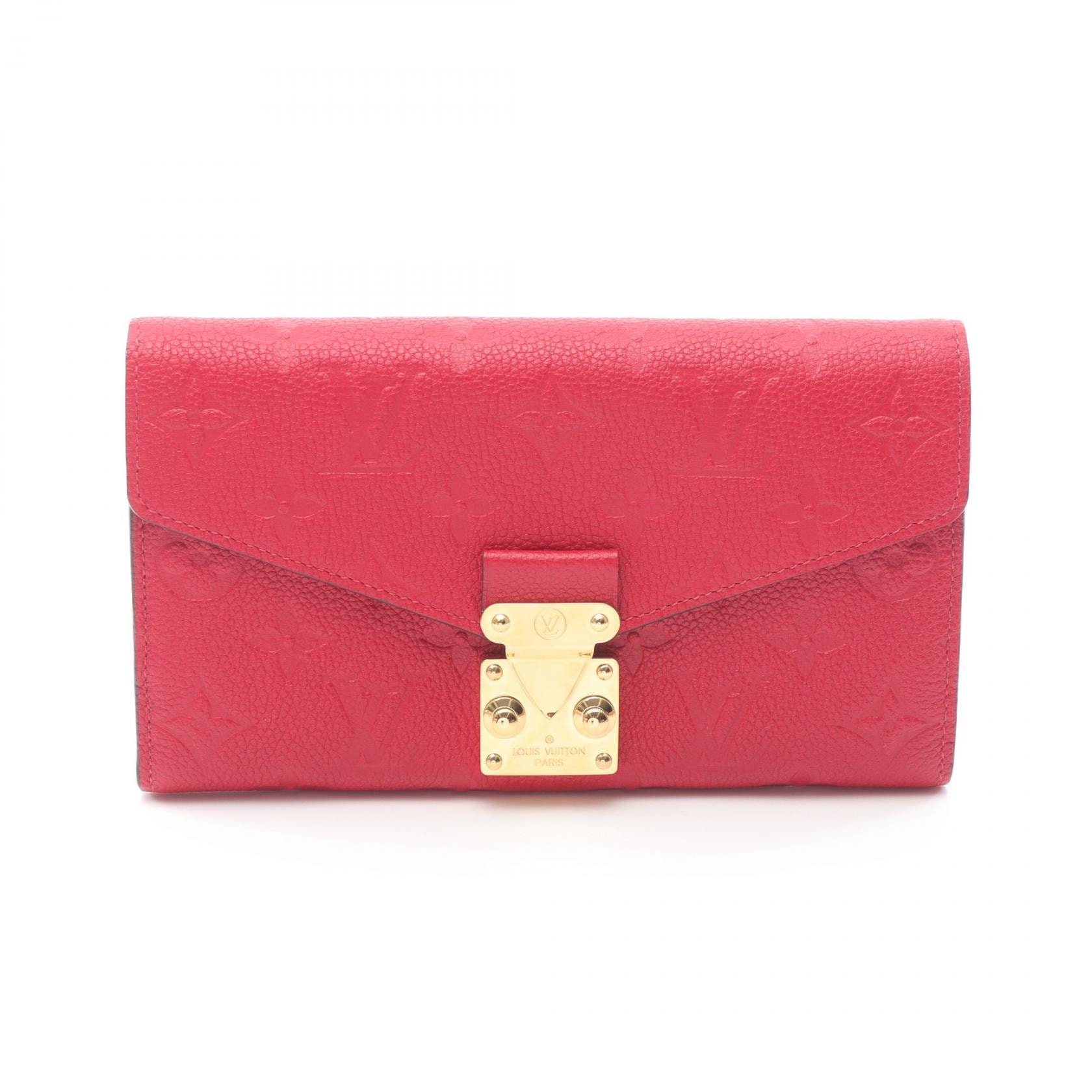 ルイ・ヴィトン LOUIS VUITTON ポルトフォイユメティス 二つ折り長財布 財布 レザー モノグラム・アンプラント スカーレット レディース レッド系 M63728 【中古】