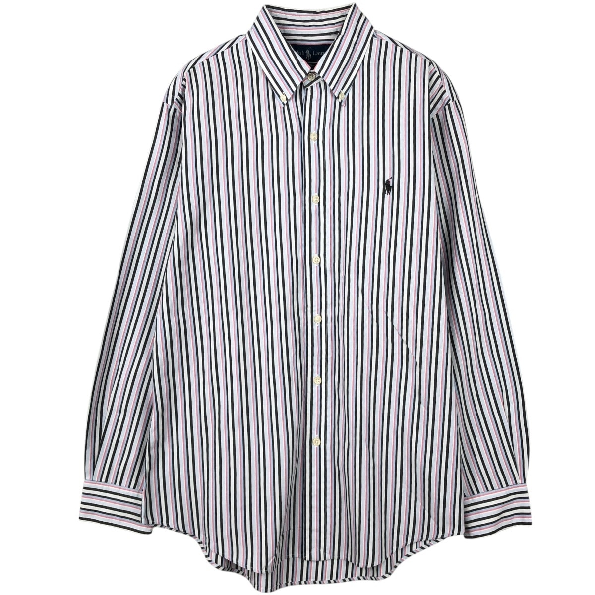 古着 ラルフローレン Ralph Lauren CUSTOM FIT マルチストライプ 長袖 ボタンダウンストライプシャツ メンズM相当/eaa666503