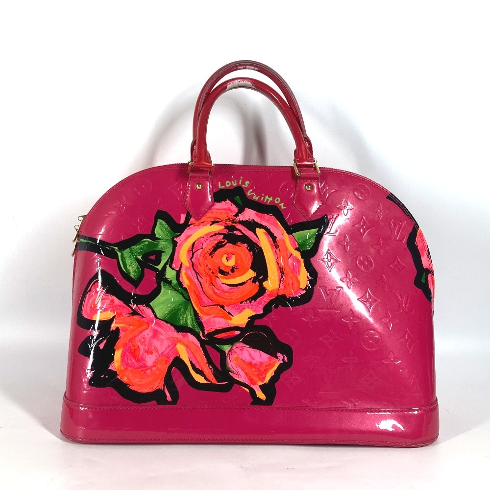 ルイヴィトン LOUIS VUITTON アルマ MM M93686 ヴェルニ ローズ 薔薇 スティーブンスプルース カバン トートバッグ ハンドバッグ パテントレザー ローズポップ(ピンク) ピンク