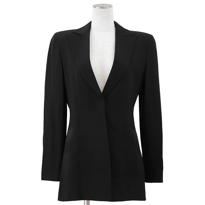 【SALE】Emporio Armani エンポリオ・アルマーニ テーラードジャケット サイズ 38 レディース ボーダー アウター ブラック 黒 イタリア製