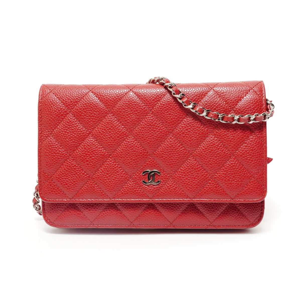 シャネル CHANEL 22番台 2016-2017 キャビアスキン チェーンウォレット マトラッセ ショルダーバッグ【中古】