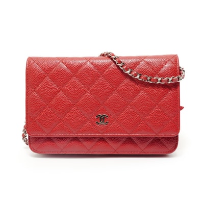 シャネル CHANEL 22番台 2016-2017 キャビアスキン チェーンウォレット マトラッセ ショルダーバッグ【中古】