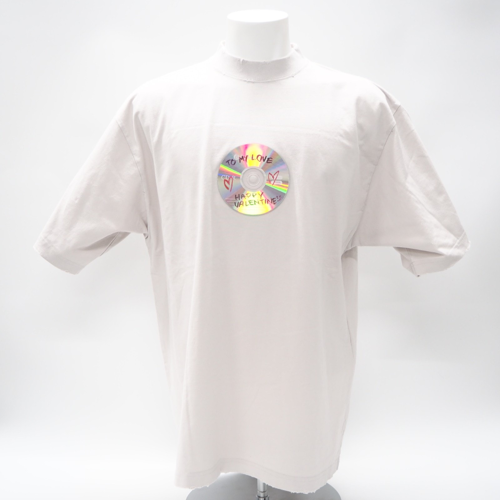 極美品 BALENCIAGA バレンシアガ コットン TO MY LOVE HAPPY VALENTINE T-SHIRT M 764235 半袖シャツ ライトグレー コットン メンズ