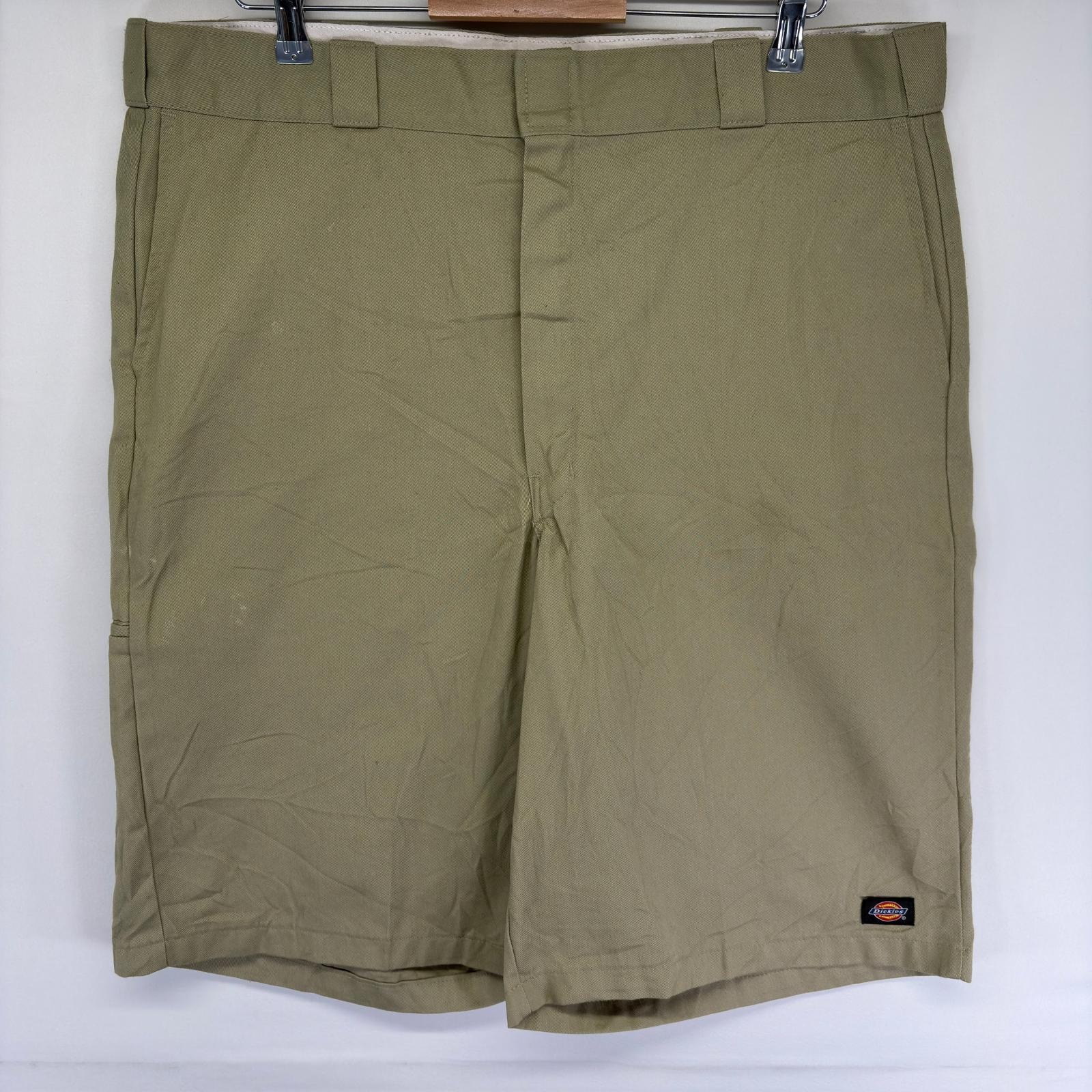 古着 ディッキーズ Dickies パンツ ワーク ハーフ ショート チノ ジッパーフライ ワンポイントロゴ w40  ベージュ系 メンズ
