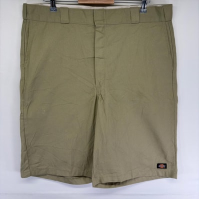 古着 ディッキーズ Dickies パンツ ワーク ハーフ ショート チノ ジッパーフライ ワンポイントロゴ w40 ベージュ系 メンズ