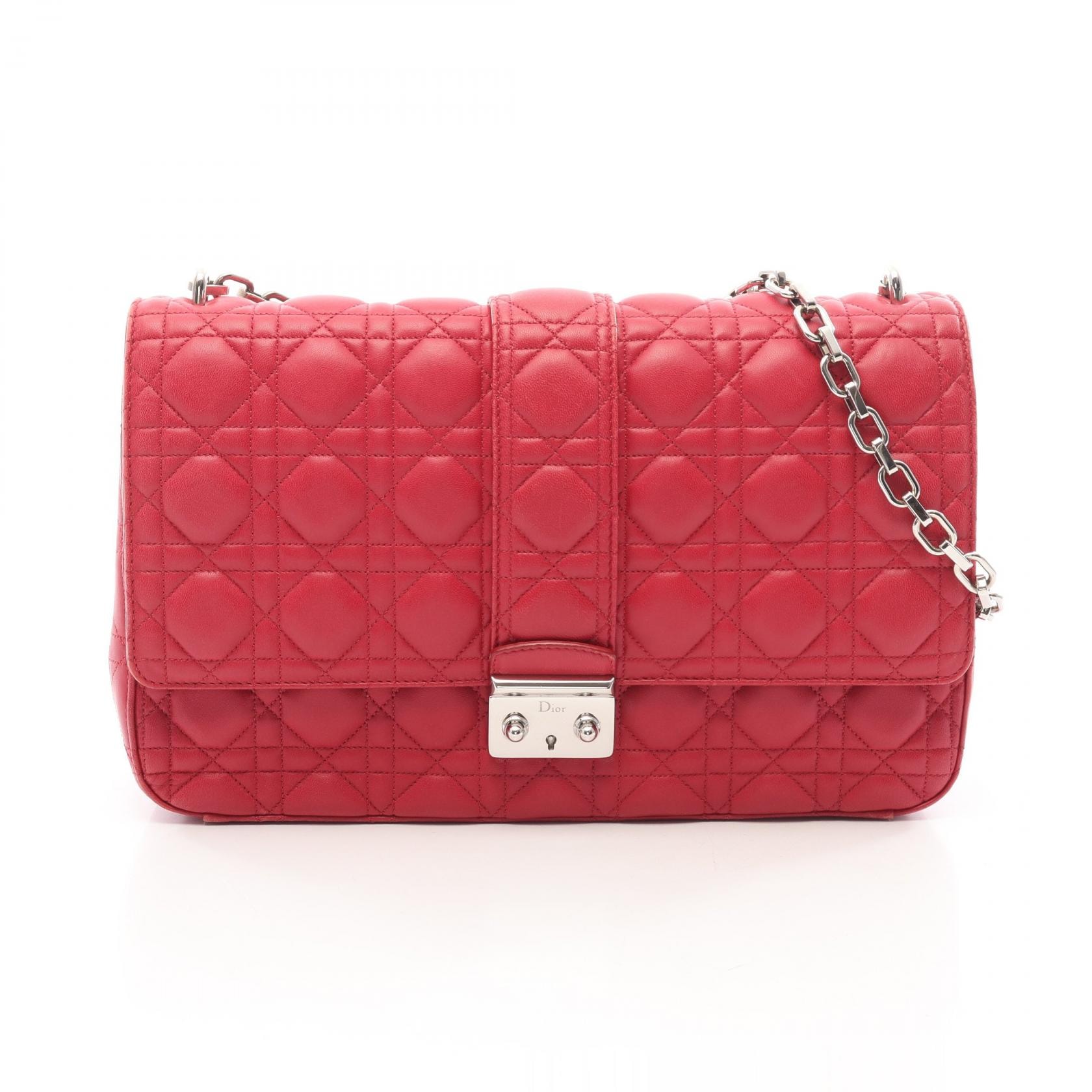 ディオール Dior ミスディオール カナージュ ショルダーバッグ バッグ レザー レディース ピンク系 【中古】
