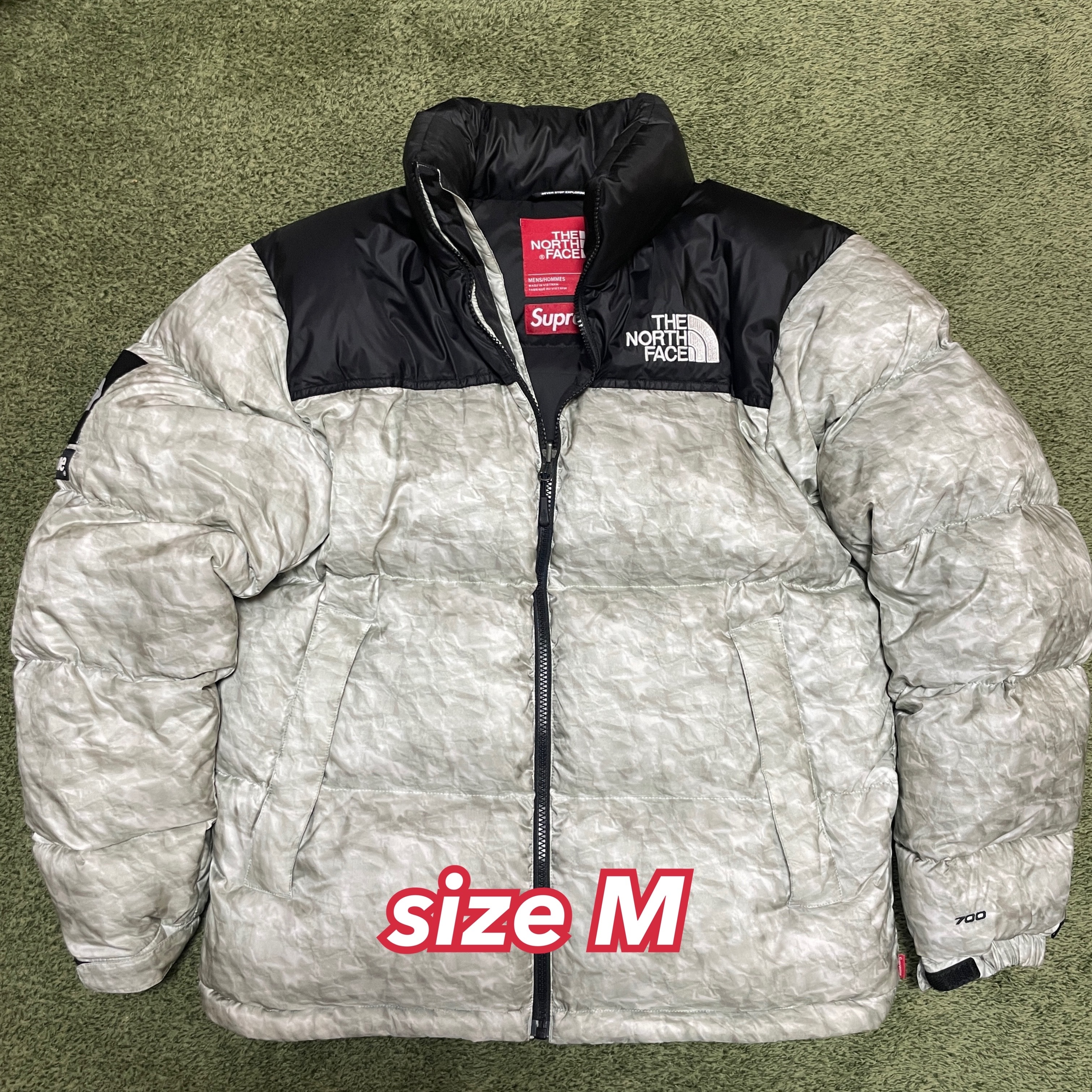 Supreme x The North Face Nuptse Jacket "White Paper Print"