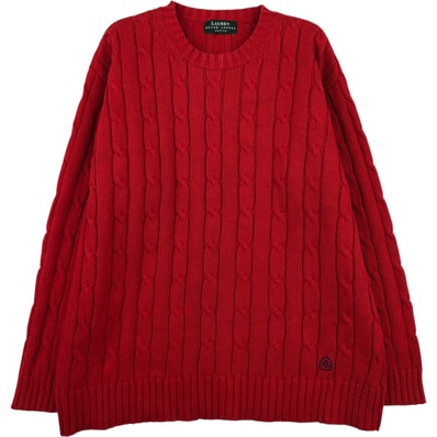 古着 ラルフローレン Ralph Lauren LAUREN ローレン ケーブル編み コットンニットセーター レディースL相当/eaa613730