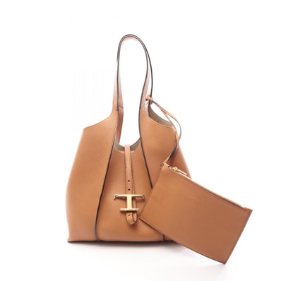 トッズ TOD'S Tタイムレス ショルダーバッグ バッグ レザー レディース ブラウン系 【中古】