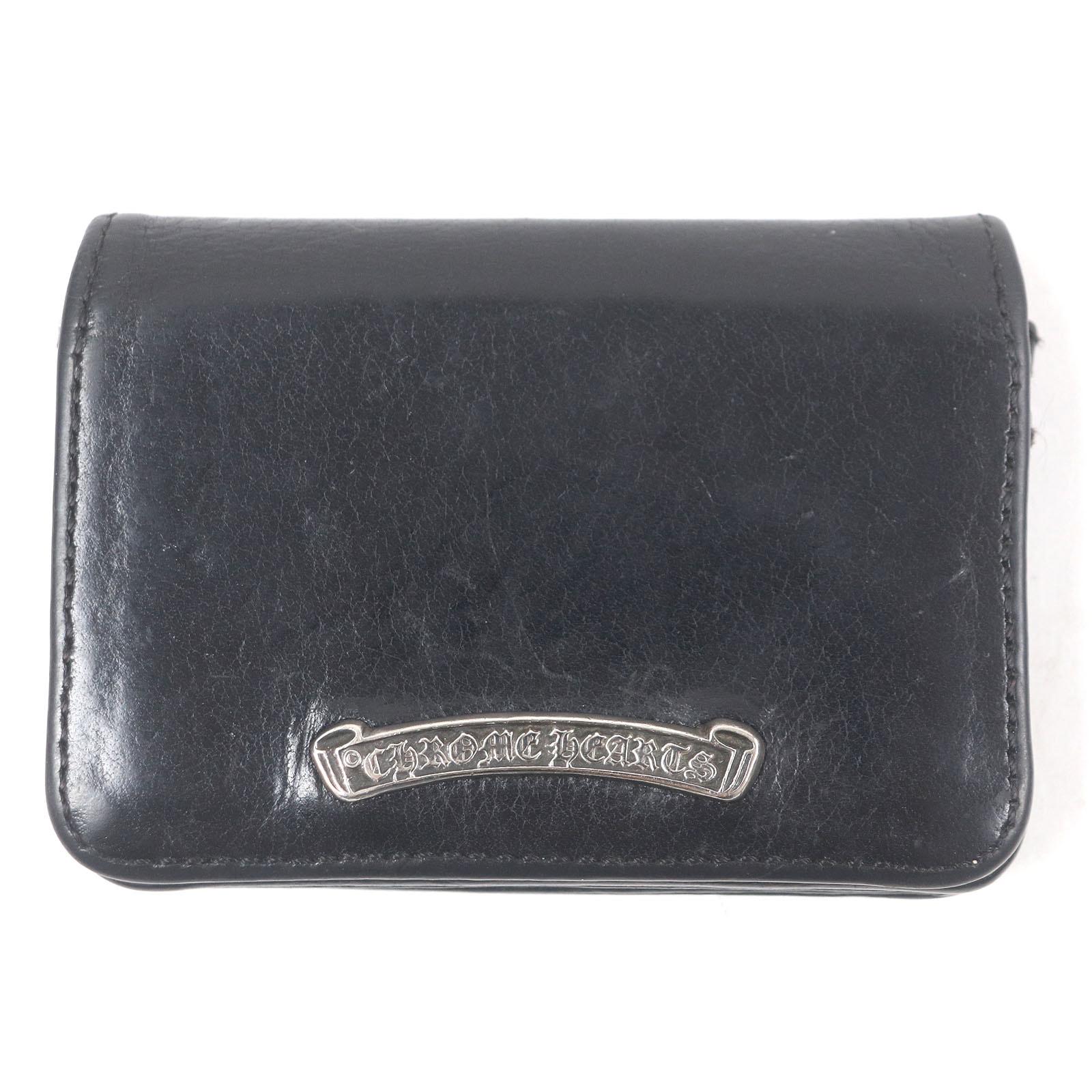 Chrome Hearts Arch Logo Plate 3-Pocket Leather Card Case "Black"
