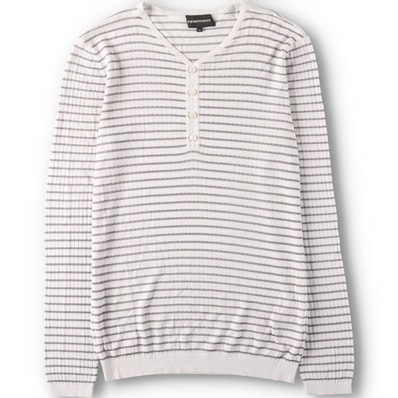 古着 アルマーニ ARMANI EMPORIO ARMANI ボーダー柄 ヘンリーネック ロングTシャツ ロンT メンズM相当/yaa000379