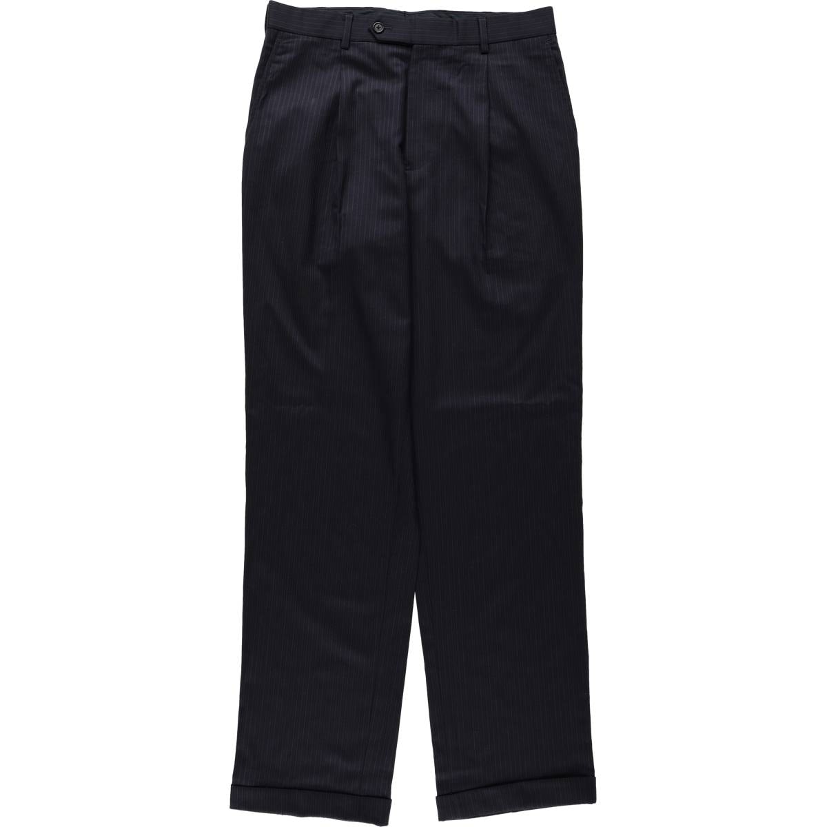 古着 ブルックスブラザーズ Brooks Brothers ESTABLISHED 1818 ワンタック ストライプ柄 ウールパンツ スラックス メンズw32相当/eaa664530
