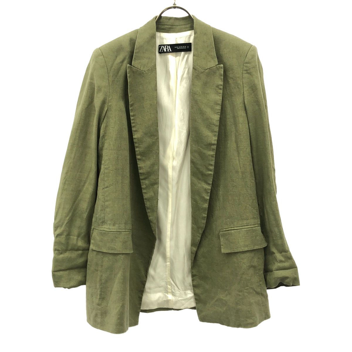 ZARA ザラ テーラードジャケット XS グリーン 肩パット入り