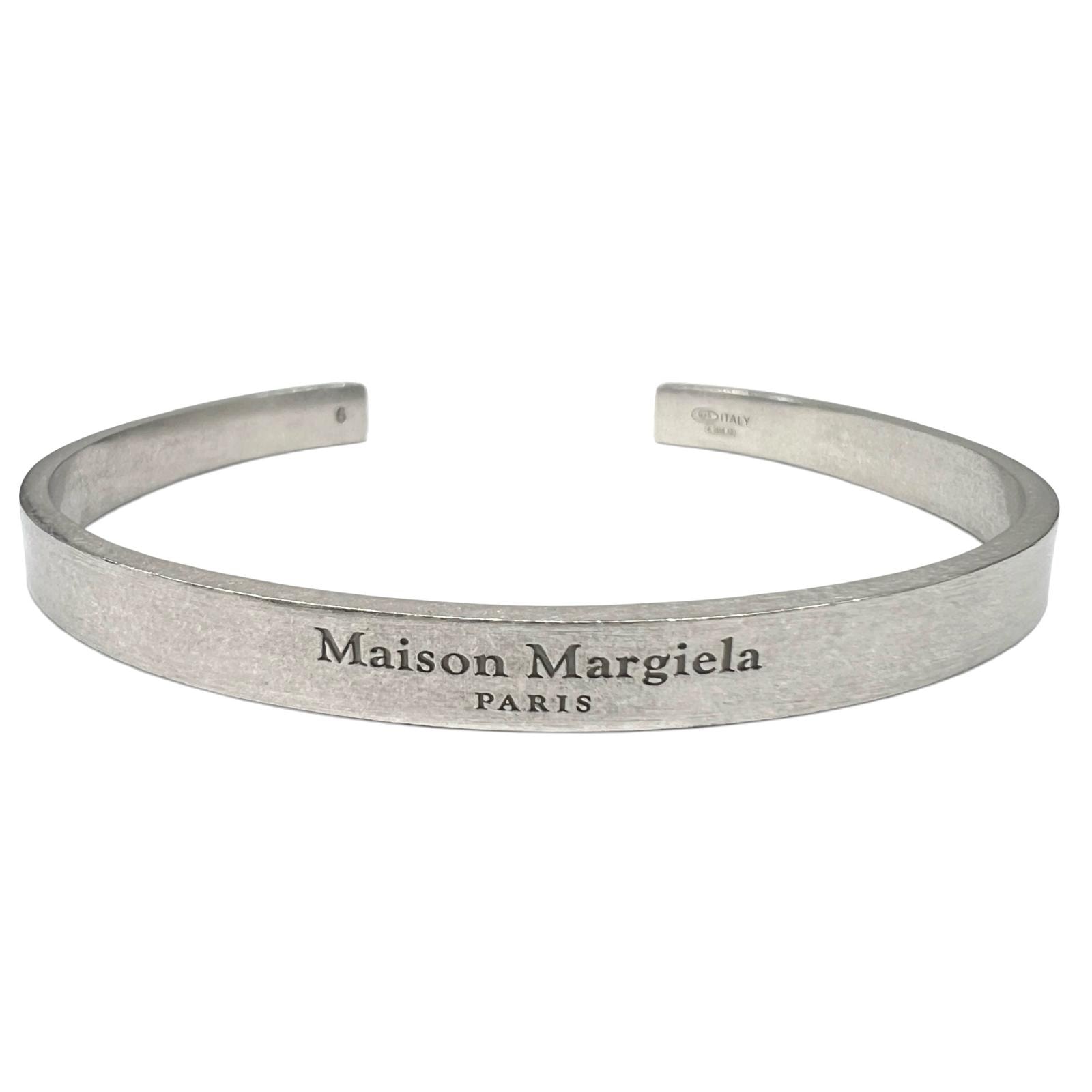 Maison Margiela 美品 メゾンマルジェラ ロゴ バングル SV925 シルバー ブレスレット アクセサリー ABランク 中古 鑑定済 マルジェラバングル