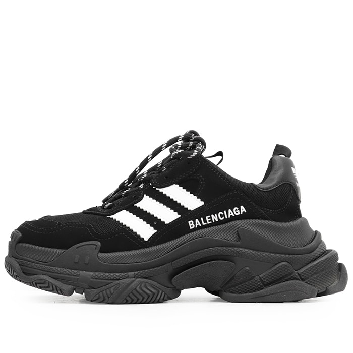 【美品】BALENCIAGA × adidas バレンシアガ Triple S スニーカー サイズ 37 アディダス コラボレーション レディース シューズ 靴 ブラック 黒