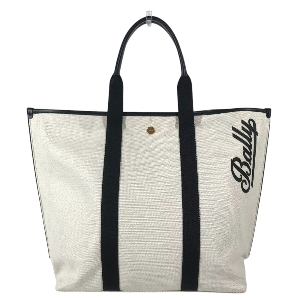 バリー BALLY ロゴ バイカラー 肩掛け カバン トートバッグ ショルダーバッグ レザー/キャンバス ブラック