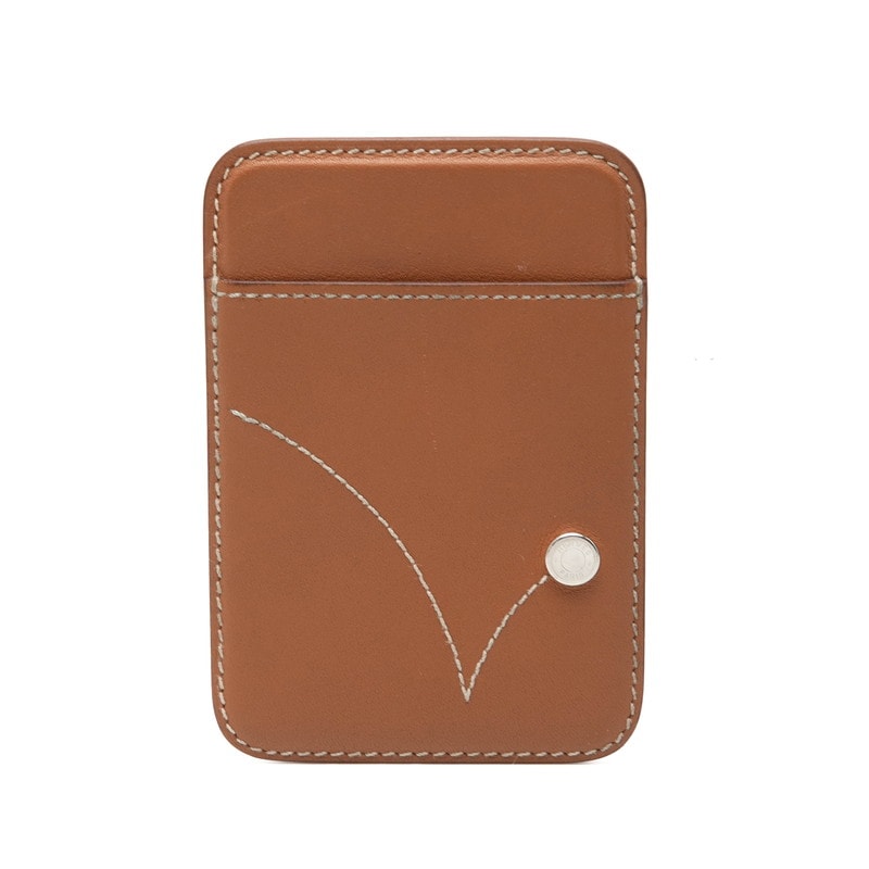 エルメス エマン ルボン マグセーフ対応 カードケース W刻印 ブラウン ヴォースイフト レディース HERMES 中古