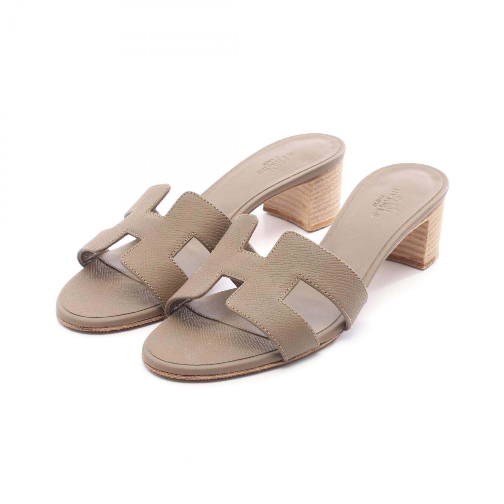 エルメス HERMES オアジス サンダル 靴 レザー レディース グレー系 AF151215 【中古】