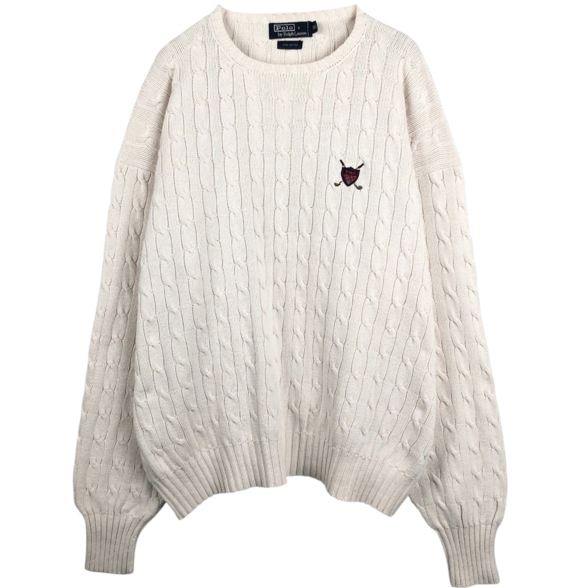 古着 ラルフローレン Ralph Lauren POLO by Ralph Lauren ケーブル編み コットンニットセーター メンズXXL相当/eaa682357