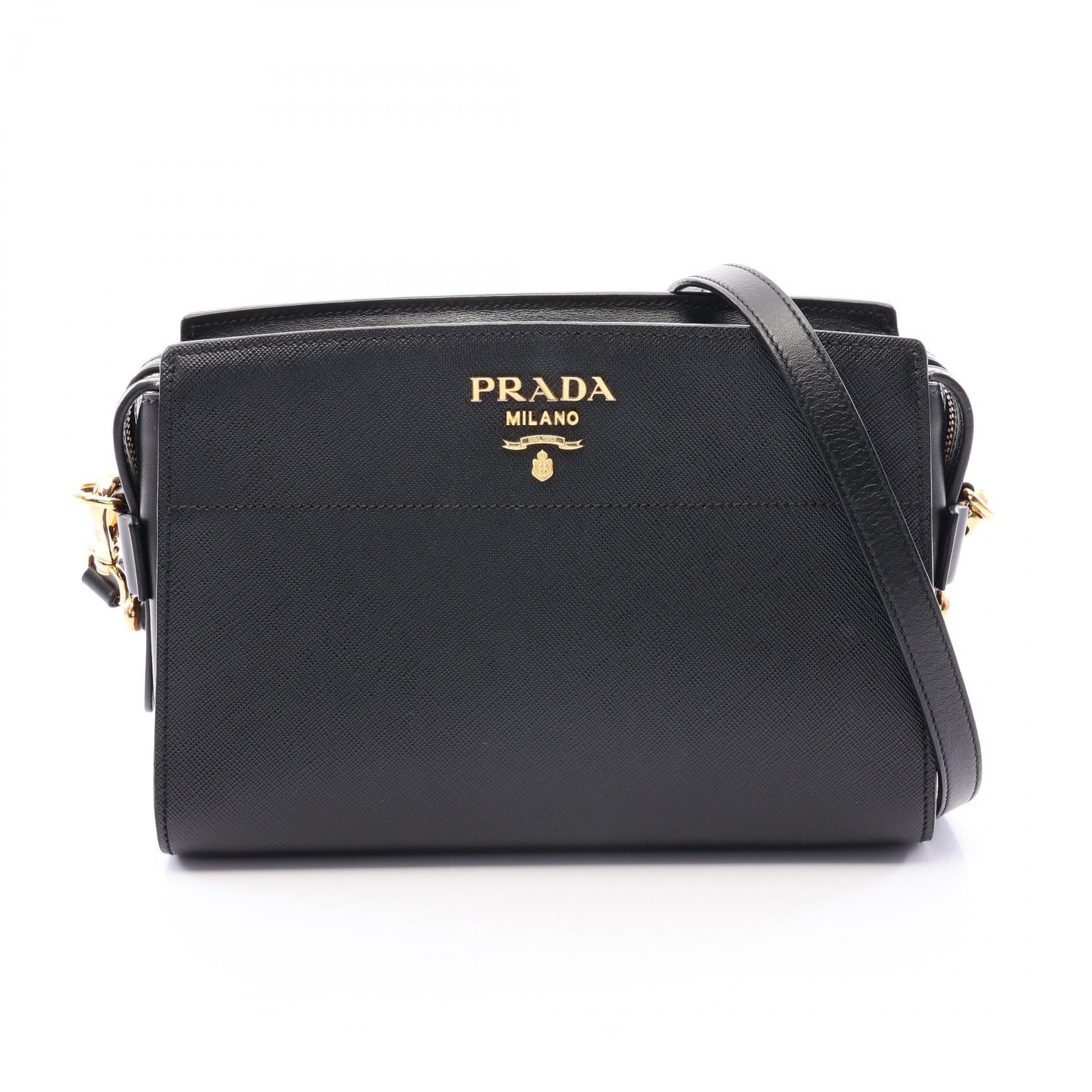 プラダ PRADA SAFFIANO SOFT CALF ショルダーバッグ バッグ サフィアーノレザー レディース ブラック系 1BH104 【中古】