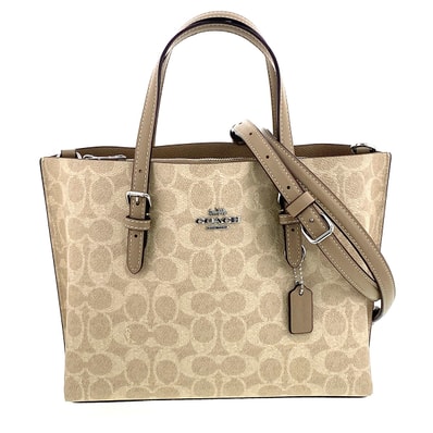 COACH コーチ シグネチャー キャンバス モリー トート 25 トートバッグ C8217 ベージュ レディース【中古】