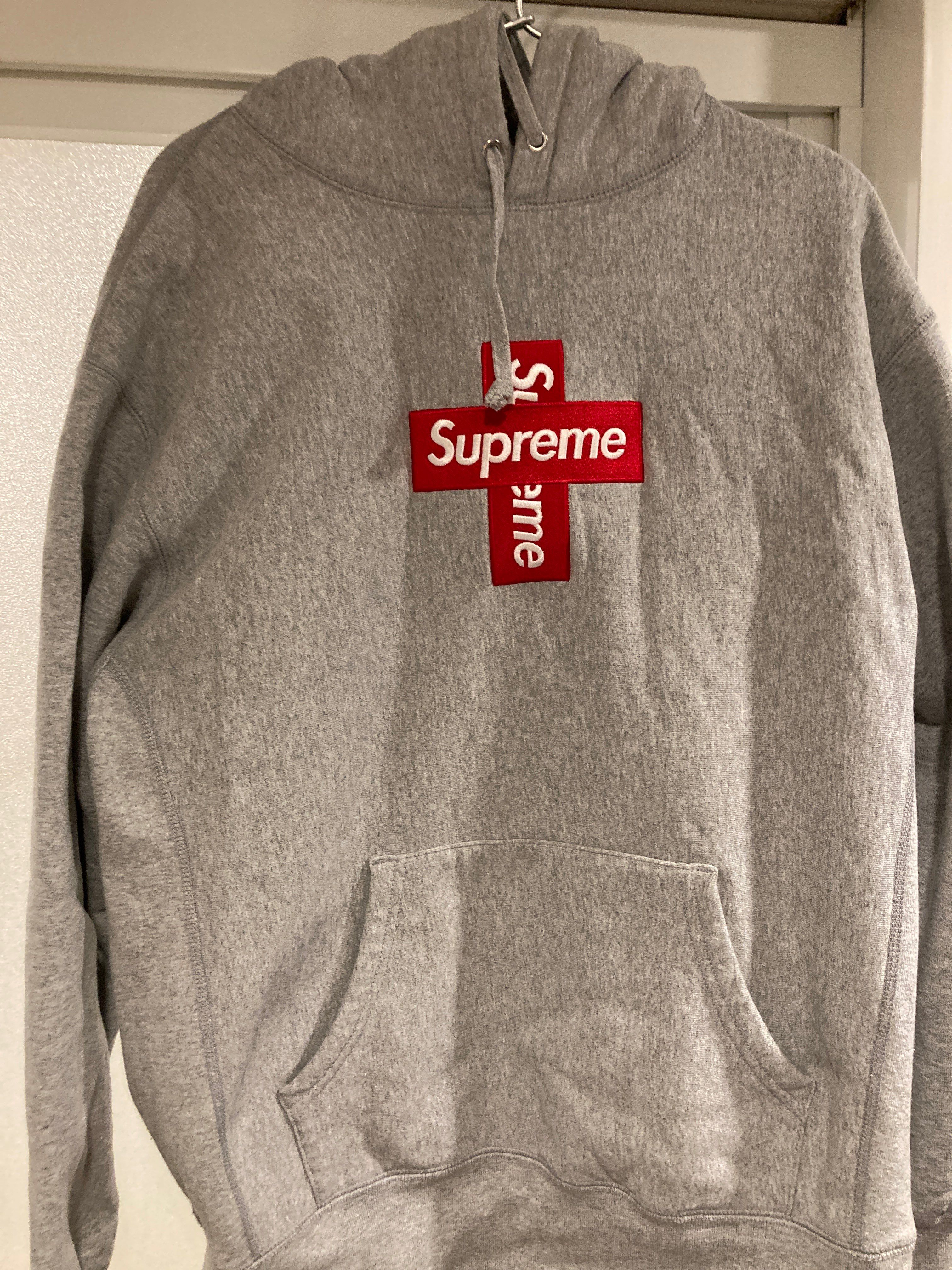 Supreme Cross Box Logo Hooded Sweatshirt "Grey"