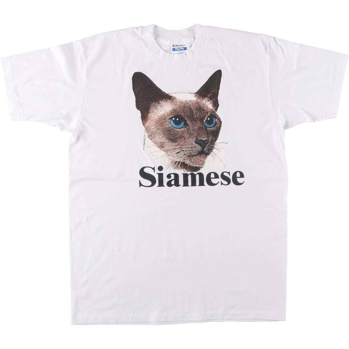 古着 80年代 ヘインズ Hanes Fifty-Fifty 青タグ ネコ柄 シャム アニマルTシャツ USA製 メンズL相当 ヴィンテージ/eaa566870