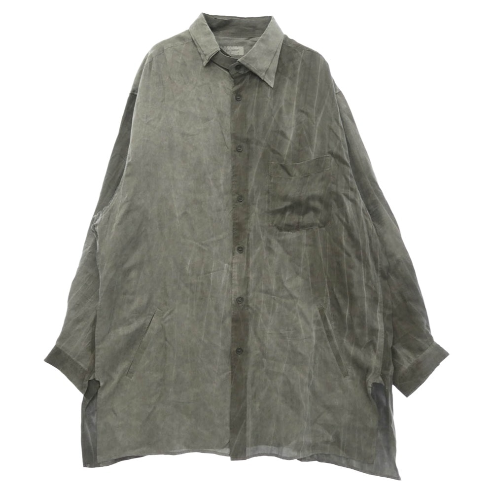 Yohji Yamamoto POUR HOMME ヨウジヤマモトプールオム 23SS HZ-B62-216 アシンメトリー スペアカラー ブラウス ロング 長袖 シャツ グレー系 3【中古】