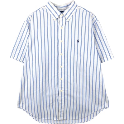 古着 ラルフローレン Ralph Lauren CLASSIC FIT クラシックフィット 半袖 ボタンダウン ストライプシャツ メンズXL相当/eaa660132