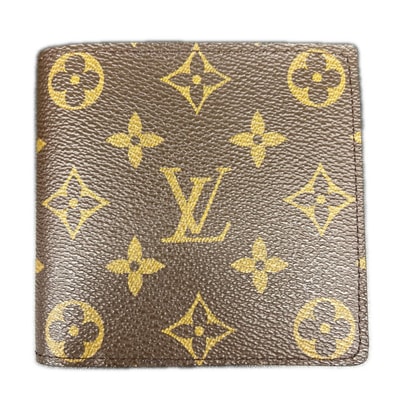 LOUIS VUITTON 極美品 ルイヴィトン ポルトフォイユ マルコ モノグラム 二つ折り財布 M61675 PVC レザー CA0065 ブラウン コンパクトウォレット ミニ財布 ヴィトン LV Aランク 中古 鑑定済 ヴィトン財布