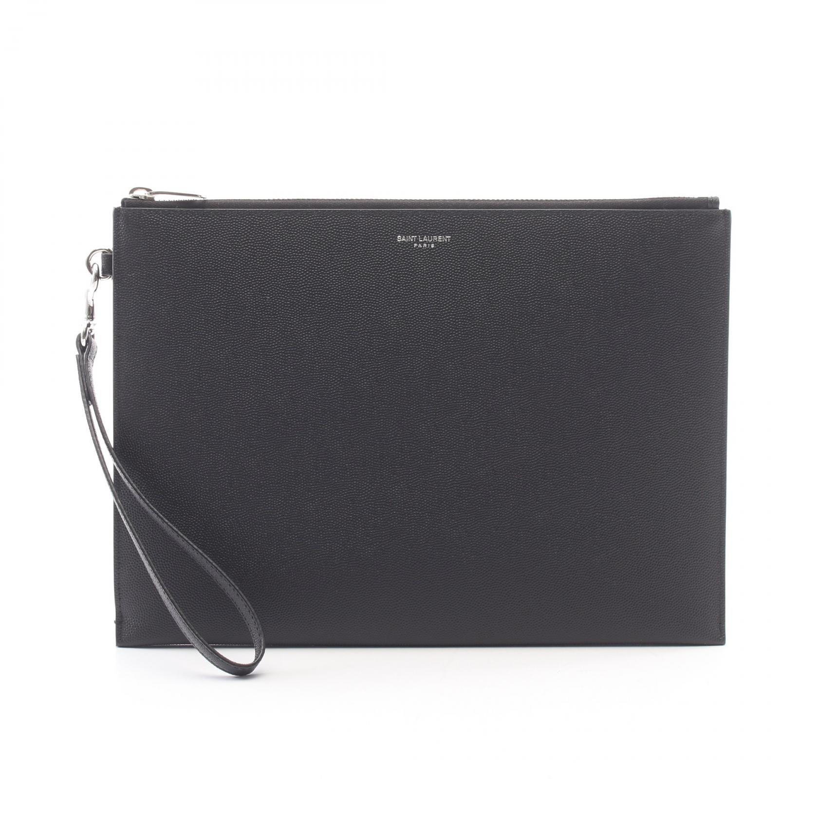 サンローランパリ SAINT LAURENT PARIS ジップタブレットホルダー セカンドバッグ クラッチバッグ バッグ レザー メンズ ブラック系 683865BTY0N1000 【新品】