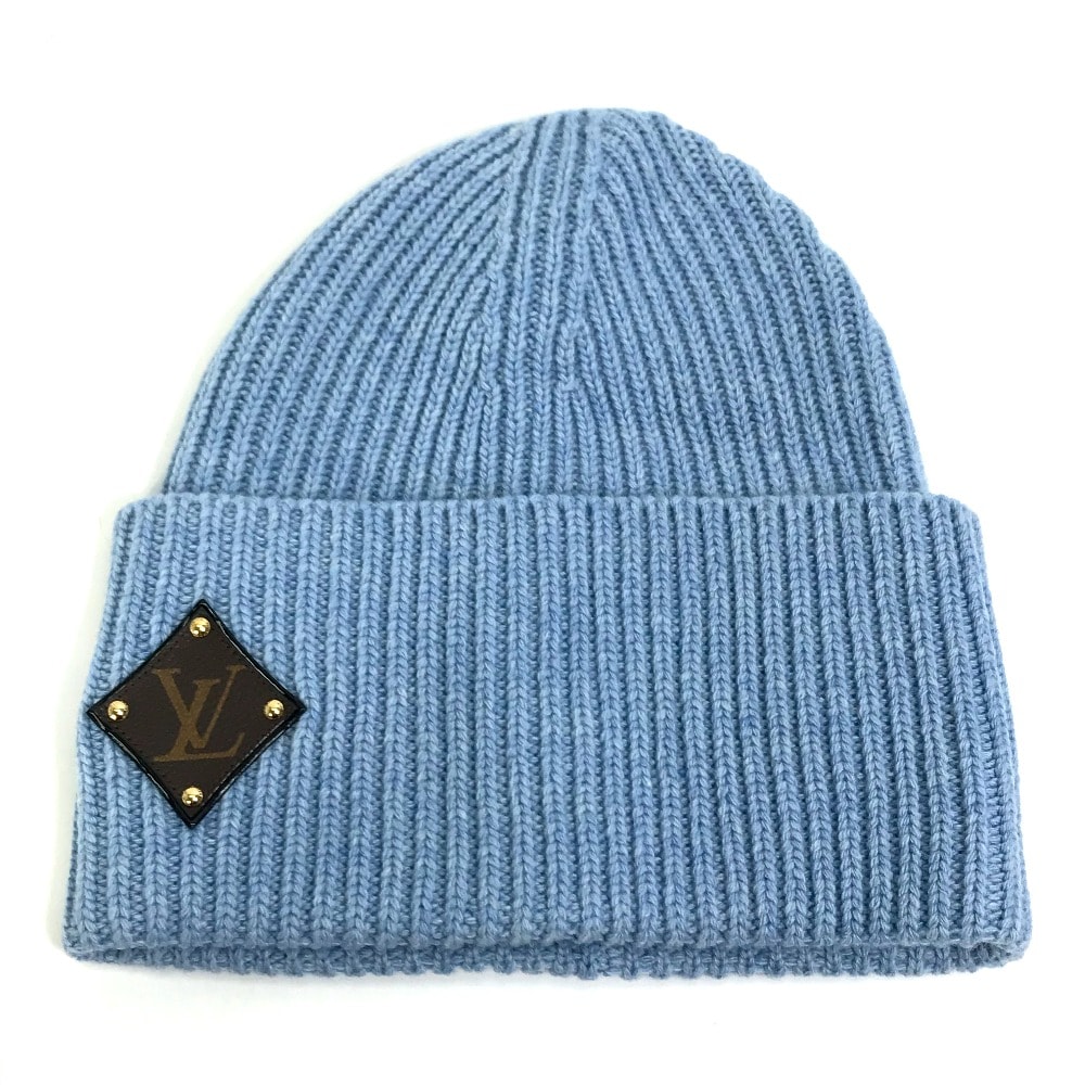 ルイヴィトン LOUIS VUITTON ボネ LV M76710 モノグラム 帽子 ビーニー ニットキャップ ニット帽 ウール ブルー 美品