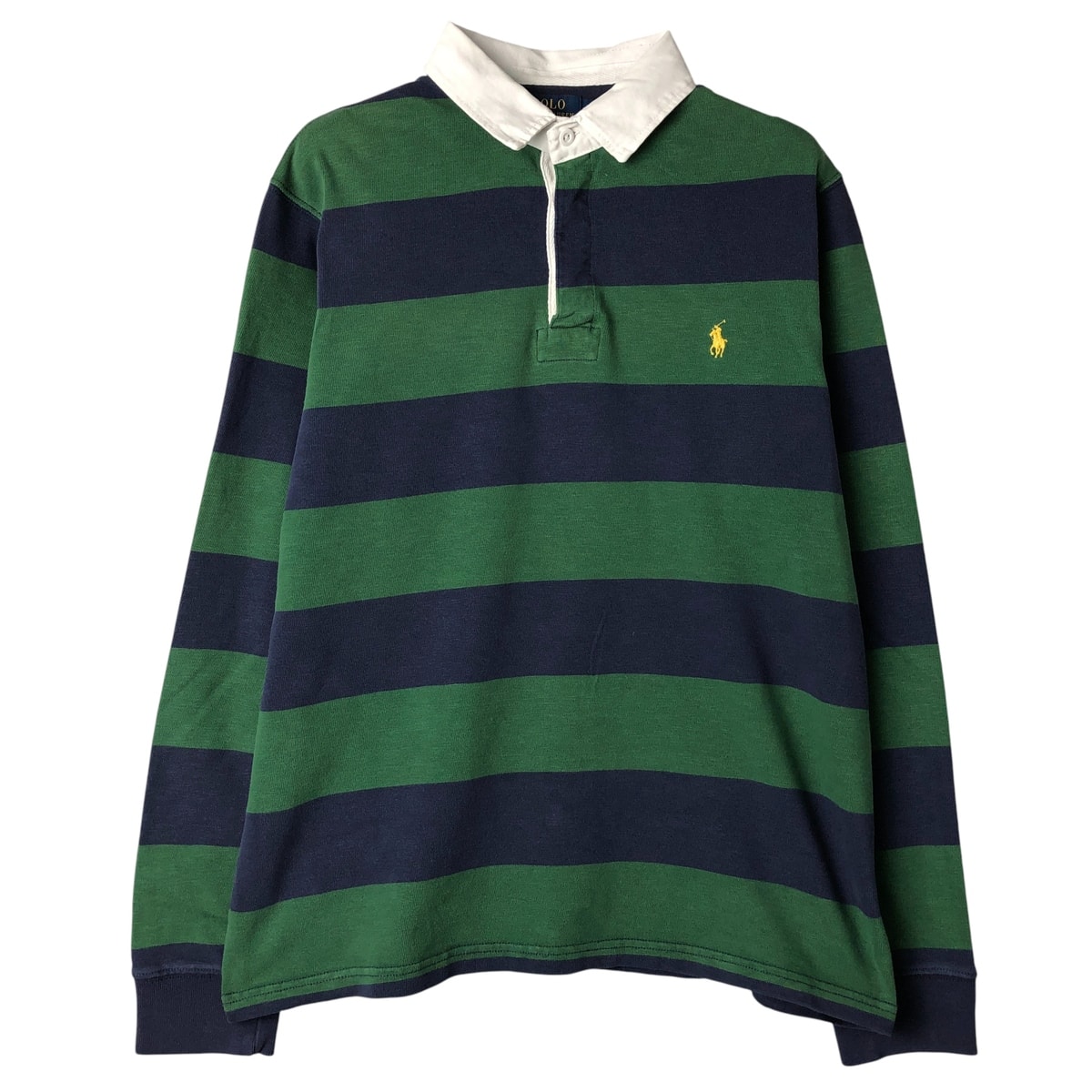 古着 ラルフローレン Ralph Lauren POLO RALPH LAUREN CUSTOM SLIM FIT ボーダー柄 長袖 ラガーシャツ メンズL相当/eaa607516