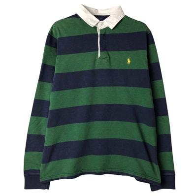 古着 ラルフローレン Ralph Lauren POLO RALPH LAUREN CUSTOM SLIM FIT ボーダー柄 長袖 ラガーシャツ メンズL相当/eaa607516