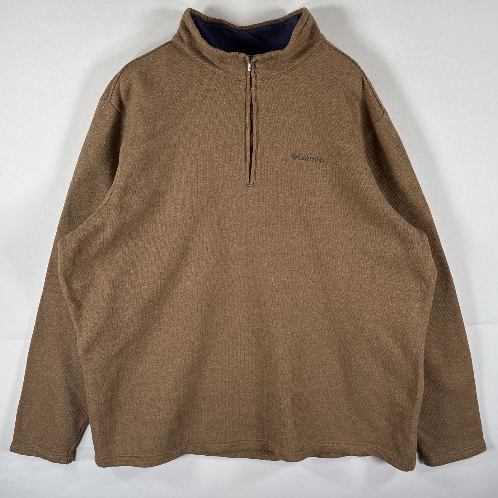 古着 コロンビア Columbia フリーストレーナー ハーフジップ ワンポイントロゴ 大きいサイズ アウトドア 14041  ブラウン メンズ