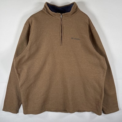 古着 コロンビア Columbia フリーストレーナー ハーフジップ ワンポイントロゴ 大きいサイズ アウトドア 14041 ブラウン メンズ