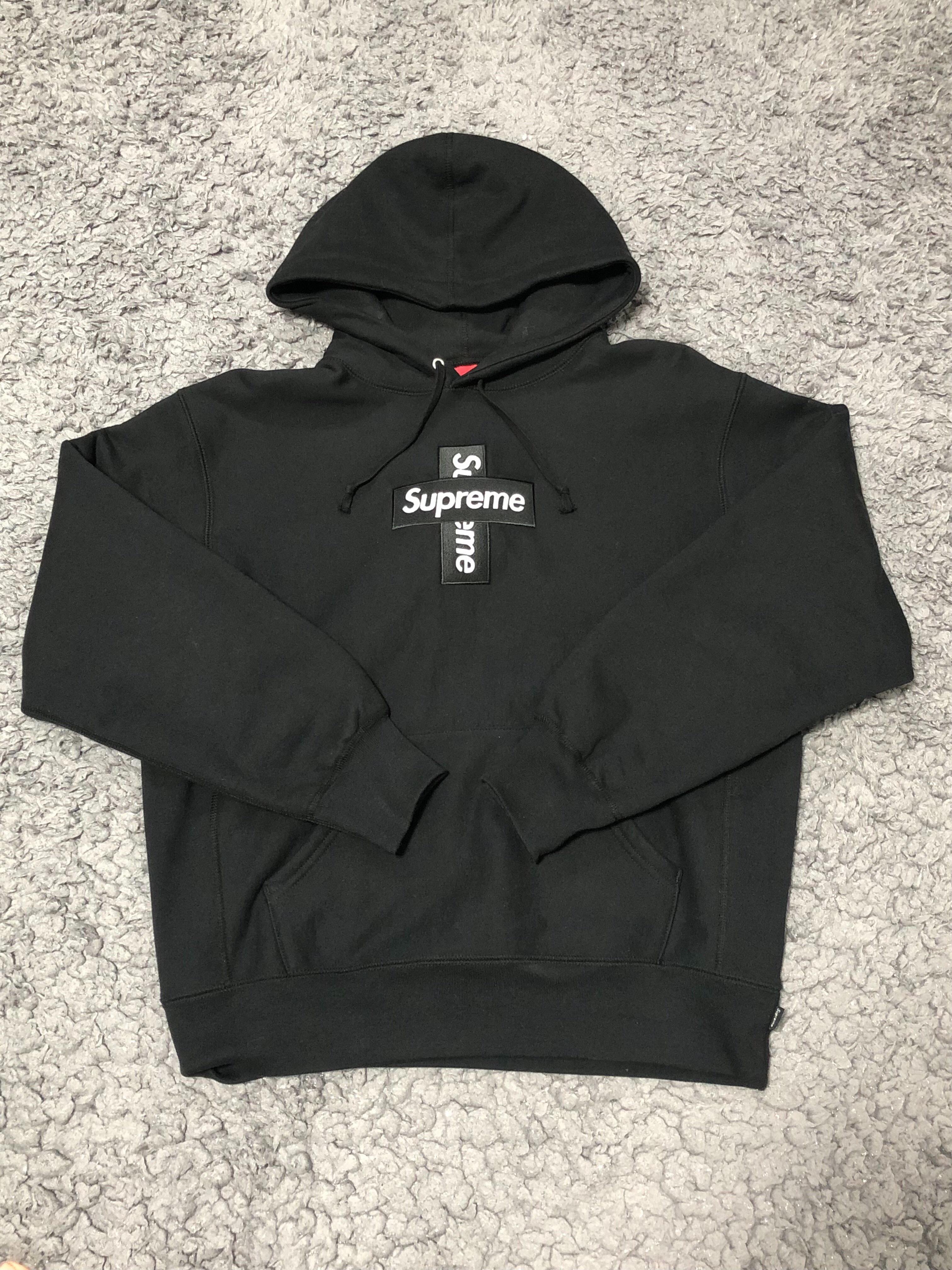 Supreme Cross Box Logo Hooded Sweatshirt "Black"