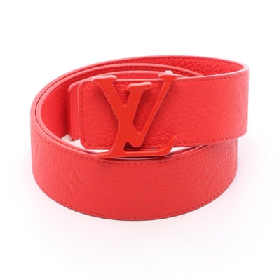 ルイ・ヴィトン LOUIS VUITTON サンチュール LVシェイプ リバーシブル ベルト 衣料品 レザー レッド メンズ レッド系 MP238 【中古】