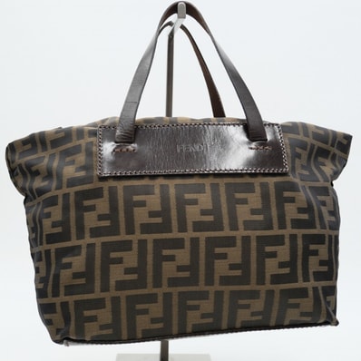 FENDI(フェンディ)ズッカ柄 ハンドバッグ ミニトートバッグ ブラウン キャンバス レザー レディース イタリア製 15623-1-009【中古】