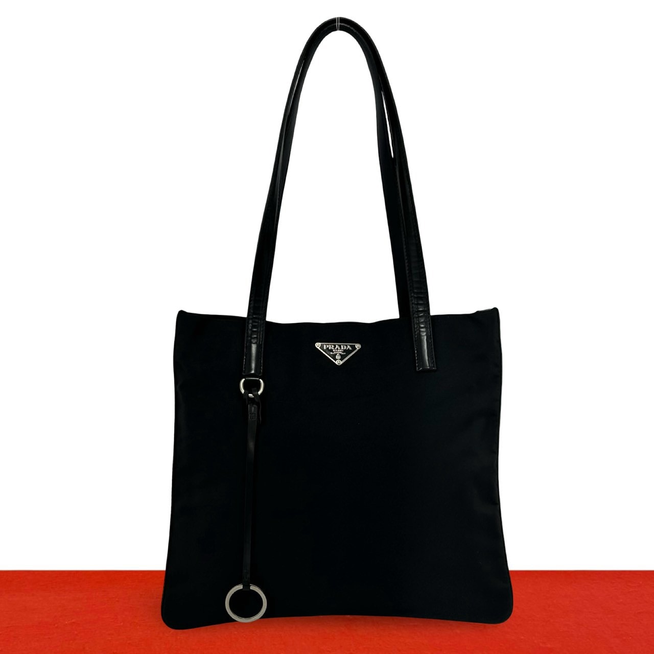 PRADA プラダ 三角ロゴ 金具 ナイロン レザー トートバッグ ブラック
36386