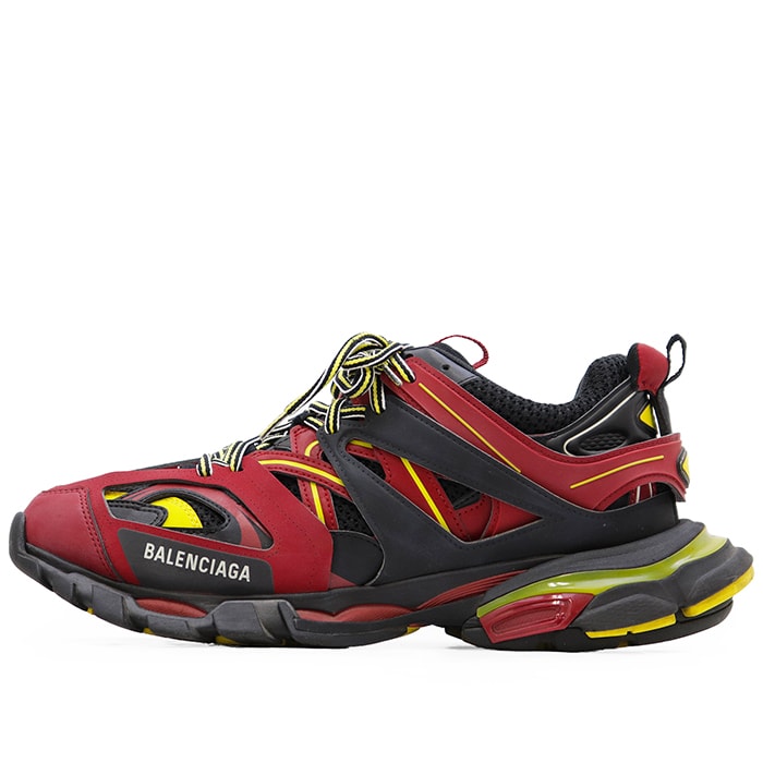 【極美品】BALENCIAGA バレンシアガ ダッドスニーカー サイズ 43 メンズ Track Trainers トラックトレーナー ロゴプリント ローカット シューレース 厚底 シューズ 靴 箱/袋/替え紐付属 レッド イエロー ブラック 黒 赤 黄