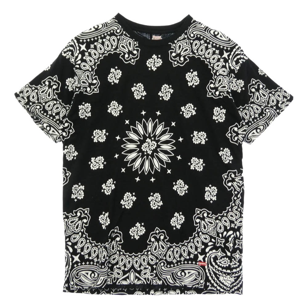 Supreme シュプリーム 22AW × Hanes ヘインズ Bandana Tagless Tees ペイズリー 半袖 Tシャツ ブラック ブラック系 L【中古】